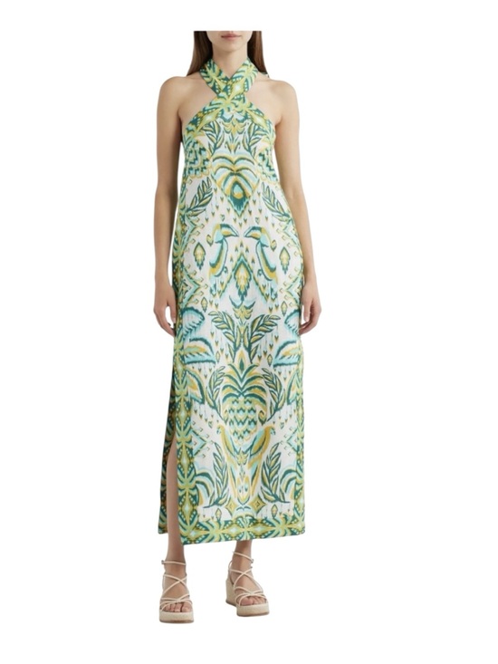 FARM Rio Dresses & Skirts - Farm Rio medium new Halter Maxi Dress tropical tapestry Green Yellow linen